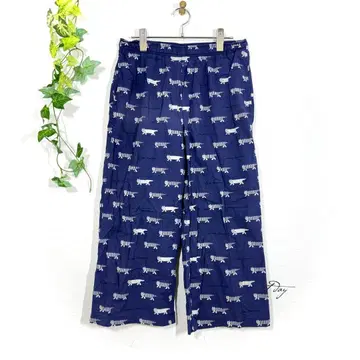 유니클로 리사 라슨 와이드 팬츠 룸웨어 올 패턴 고양이 네이비 XL