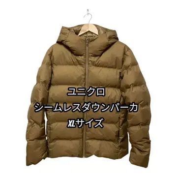 UNIQLO 심리스 다운 후드티 XL 머스타드 컬러