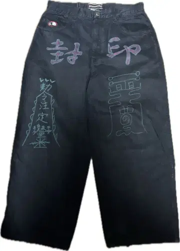 90s 00s 핸드 페인트 팬츠 와이드 팬츠 데님 y2k