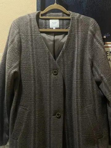 BEAMS BEAMS HEART 체크 무늬 울 코트 브라운 빔즈