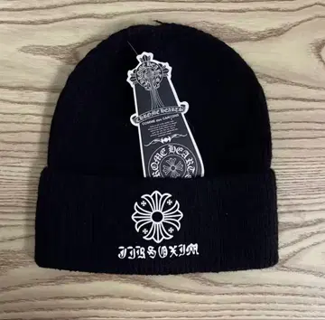 자수 장식 블랙 니트 모자 새상품