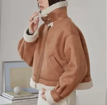 옷깃 2Way 무스탕 보아 블루종