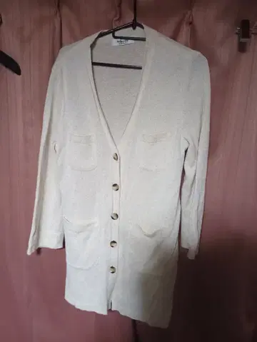 Mixing blue 린넨레이온 니트 가디건 베이지