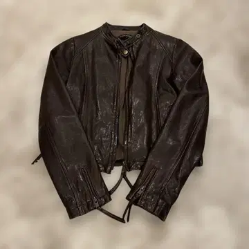 SABOTAGE 다크 브라운 가죽 자켓 라이더스