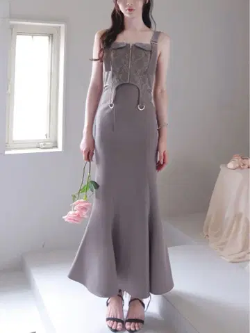 YILON ROMANTIC BUSTIER DRESS GRAY