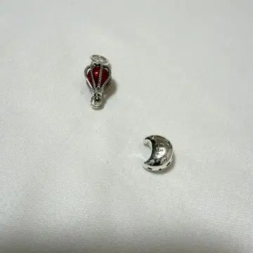 실버 빨간색 스톤 달 모양 참 세트