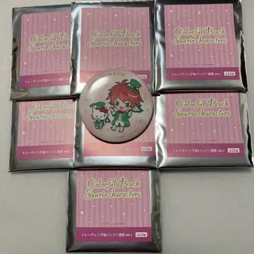 컬러풀 피치 쟈파파 캔뱃지 7개 산리오