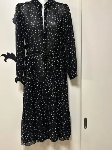 별 패턴 쉬폰 롱 원피스 베스트 시스루 별 무늬 반짝이 라메