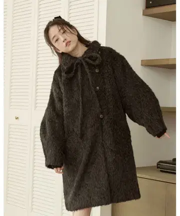 moi tytto 샤기 미디 기장 코트