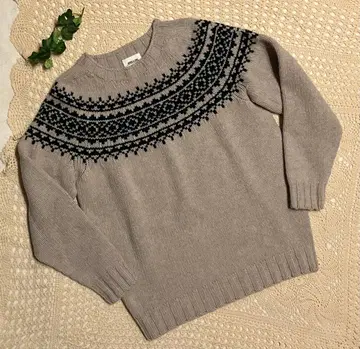 모리스&선즈 노르딕 무늬 니트 그레이x그린 사이즈 36 dq7