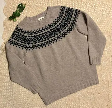 모리스&선즈 노르딕 무늬 니트 그레이x그린 사이즈 36 dq7