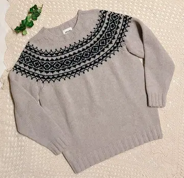 MORRIS & SONS 노르딕 무늬 니트 그레이 x 그린 사이즈 36