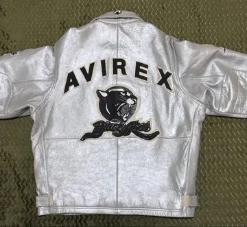 AVIREX 가죽 재킷 그레이 초레어
