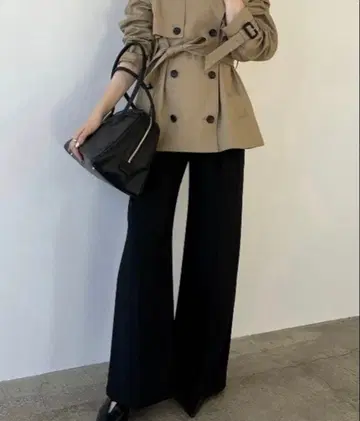 anuans 투 턱 와이드 팬츠 BLACK