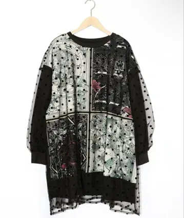 이즈스칼라 별 x 타로 콜라주 패턴 도트 튤 풀오버