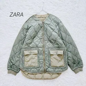 ZARA 퀼팅 자켓 리버서블 충전솜 경량 울트라 웜 카키 M