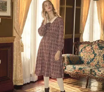 Fint 체크 무늬 미디 기장 원피스