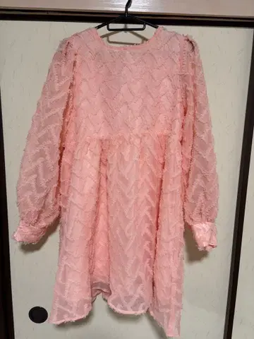 Merryjenny 메리제니 핑크 프릴 리본 포함 긴팔 원피스