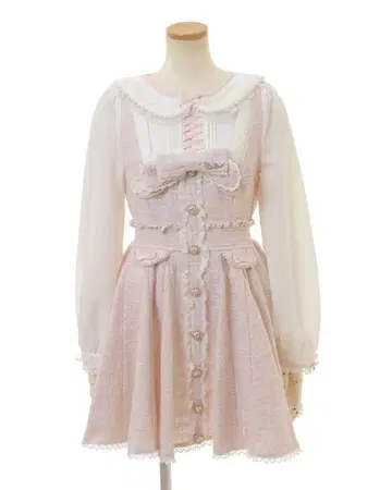 리본 트위드 서큘러 원피스 LIZLISA 리즈리사 핑크