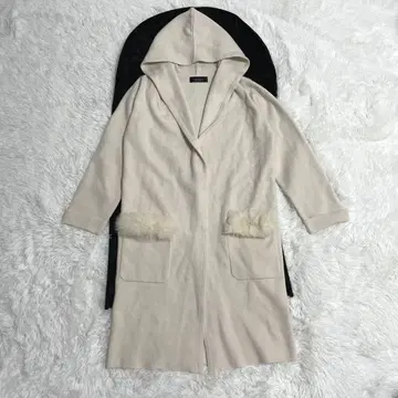 저스길리티 퍼 달린 포켓 코디건 베이지