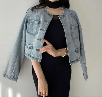 아뉴앙스 노카라 데님 재킷 라이트 블루