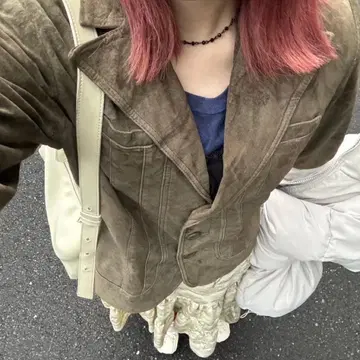 ALFANI PETITE 스웨이드 자켓 올리브