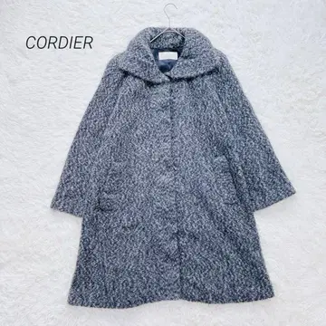 코르디아 롱 코트 복슬복슬 모헤어 혼방 울 혼방 일본제 그레이 L
