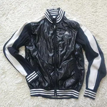 adidas 트랙 자켓 절개 블랙 화이트 코튼 폴리에스테르 세탁 완료
