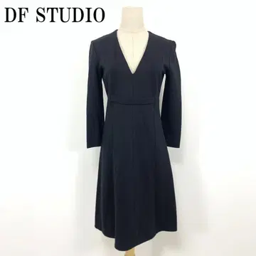 LA5068 디에프스튜디오 긴팔 V넥 원피스 블랙 4