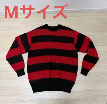 FTW 모헤어 빨간색 블랙 보더 스웨터