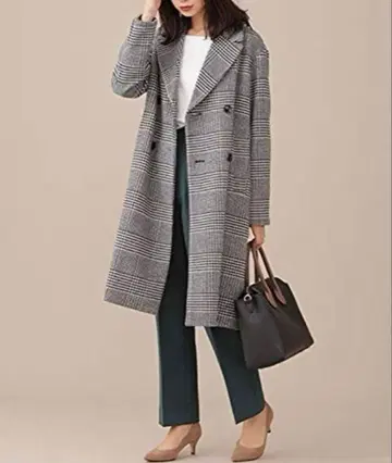 새상품급 나노 유니버스 더블 버튼 체크 코트 사이즈 38(M)