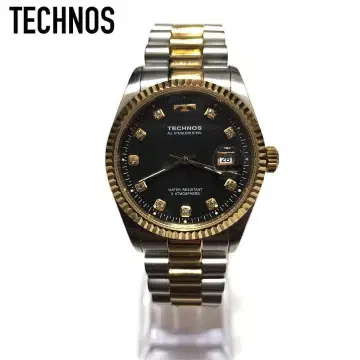 TECHNOS 테크노스 후데트 베젤 데이트 쿼츠 콤비