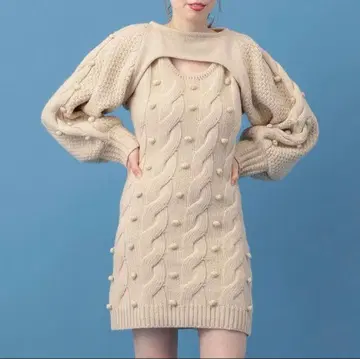 deicy 케이블 니트 원피스 세트 아이보리