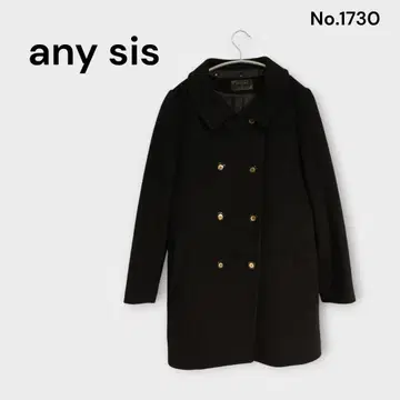 any sis 블랙 2WAY 울 코트 노카라 코트 울 100%
