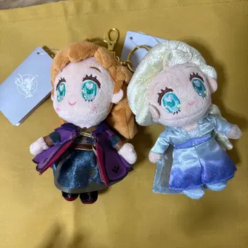 디즈니 스토어 봉제 인형 키링 플러시 키체인 두 개 안나