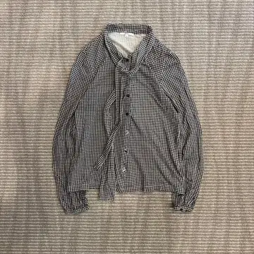 SHIPS 하운드 투스 패턴 긴팔 셔츠 M 보타이풍 디자인 긴팔 블라우스