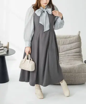 CLETTE 쿠레트 하트넥 점프 스커트 원피스 그레이