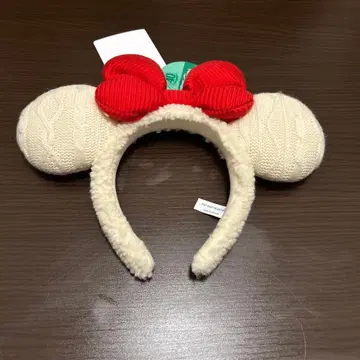 미키 자수 니트 머리띠