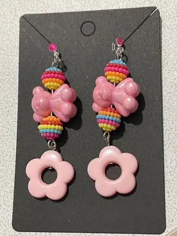 컬러풀 비즈와 곰, 꽃 귀찌