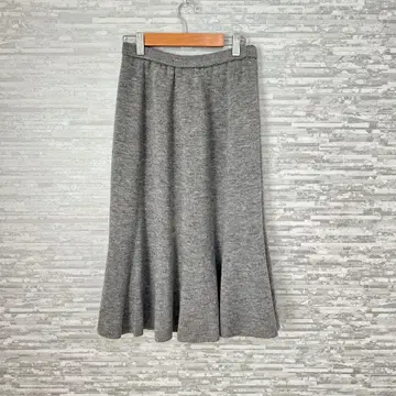 말 그레이 울 롱 스커트 안감 부착 성숙 캐주얼 고급