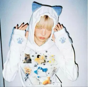 CFIERCE 짧은 기장 고양이 귀 후드티