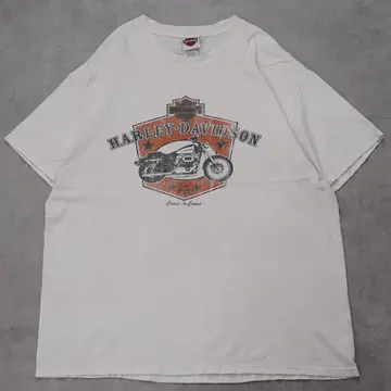 할리데이비슨 프린트 T셔츠 구제 의류 00s XL 화이트 14378