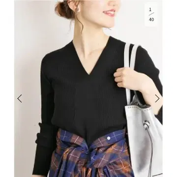 새상품 IENA 3 x 3 리브 V넥 풀오버