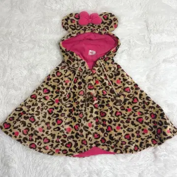 디즈니 미니 후드 부착 담요 레오파드 무늬