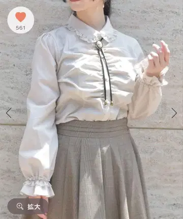 axes 액시즈 루프 타이 개더 블라우스