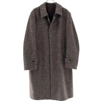 새상품급 파파스 체스터 코트 스텐카라 코트 트위드 브라운