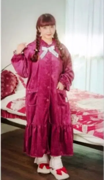 새상품 아오키 미사코 x NINA'S 착용 담요 니나스 보르도 빨간색