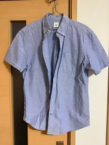 GAP 반팔 셔츠 S 파랑 버튼 다운