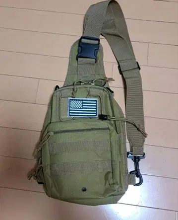 올리브 드라브 미국 국기 패치 숄더백