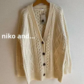 [택 포함 새상품] niko and - 아이보리 케이블 니트 가디건 M